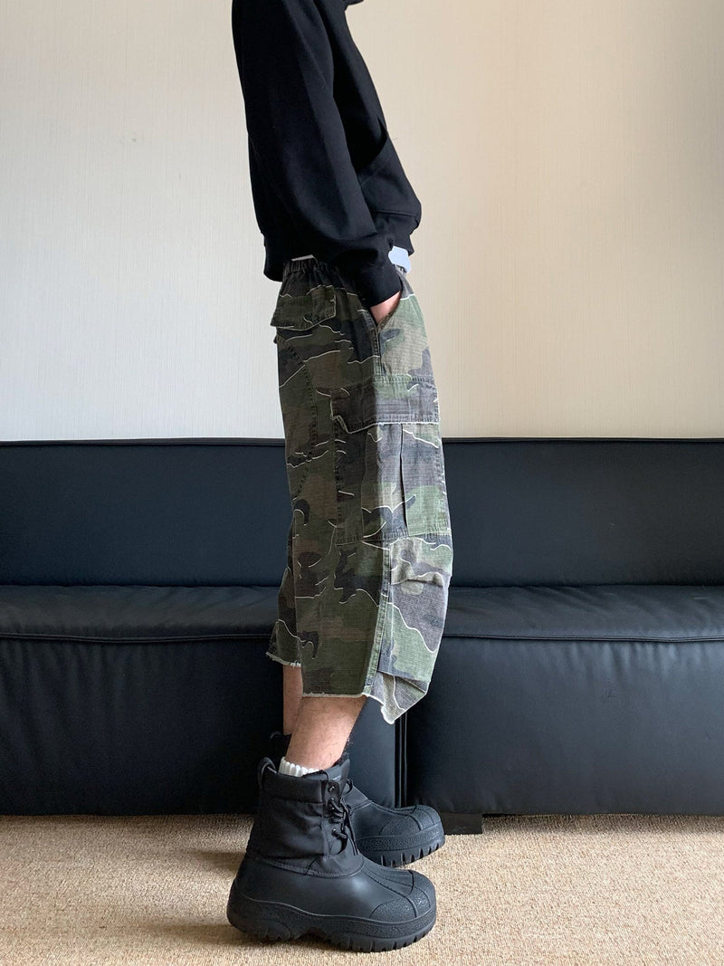 Retro Camouflage Workwear Baggy Jorts