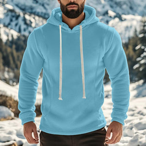 Sudadera con capucha de manga larga de polar para exteriores informal para hombre
