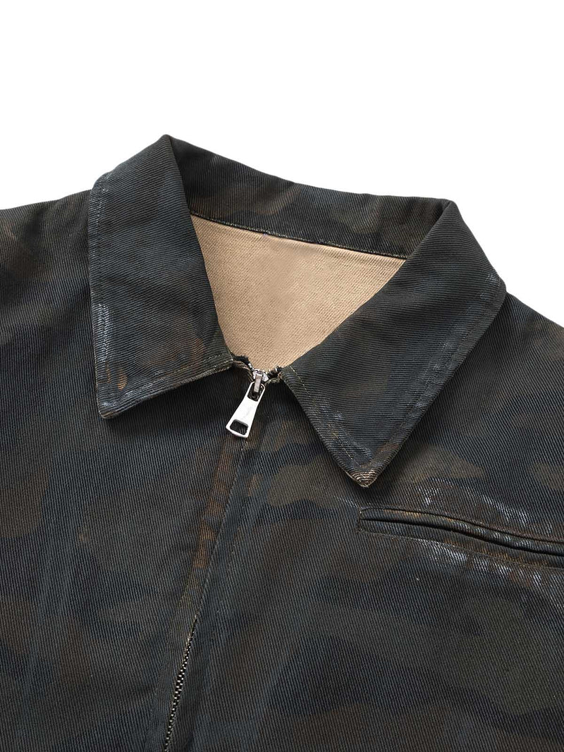 Mud-dyed Distressed Camouflage Jacket