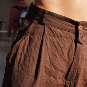 Pantalones casuales holgados de algodón y lino de moda de primavera para hombre