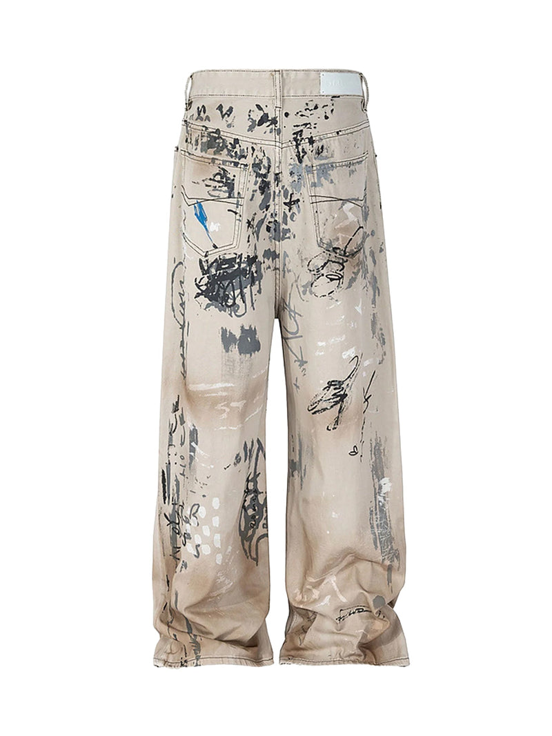 Hand-painted Graffiti Baggy Jeans