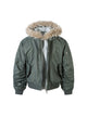 Faux Two-piece Fur Hooded Fleece Bomber Jacket