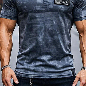 Herren-T-Shirt mit Batikmuster und V-Ausschnitt, kurzärmelig