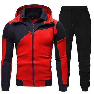 Conjunto informal de sudadera con capucha y pantalón deportivo de doble capa para hombre