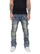 Stretch Patch Layered Bootcut Stacked Jeans