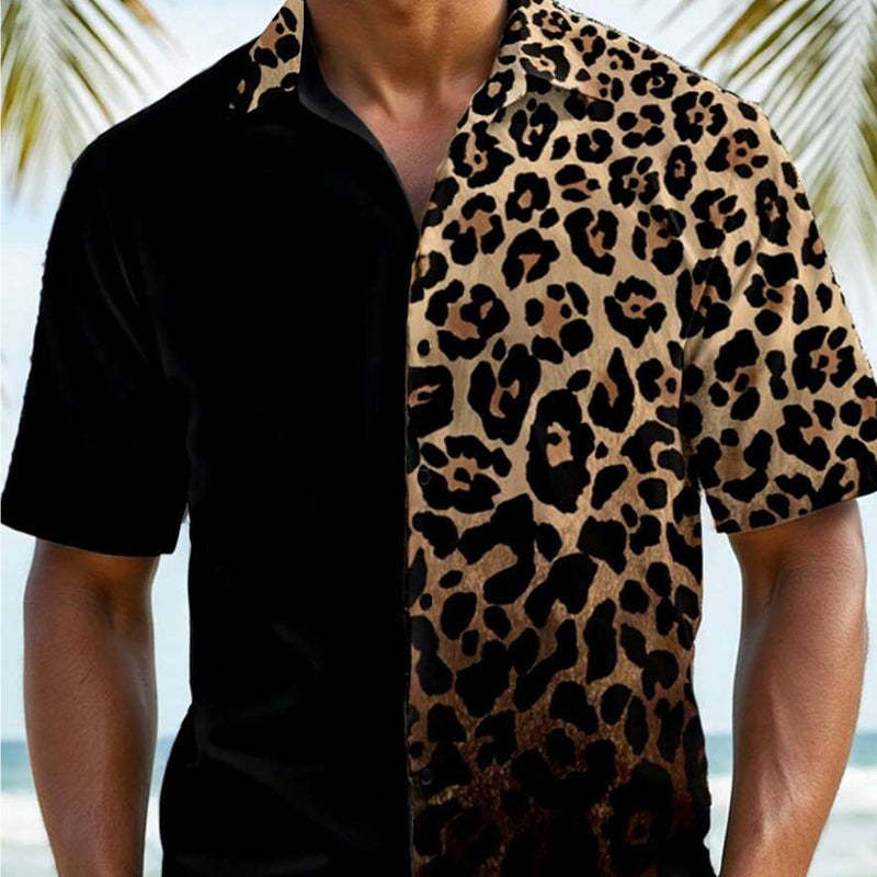 Men's Leopard Print Short Sleeve Shirt