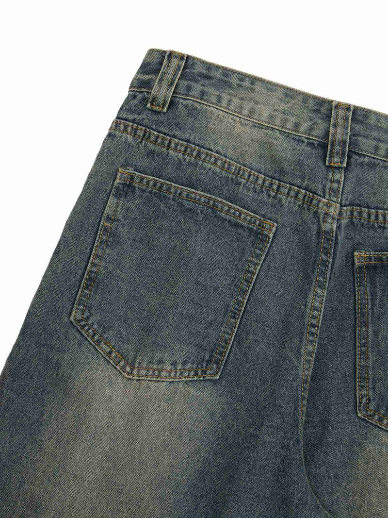 Deconstructed Design Wash Jeans