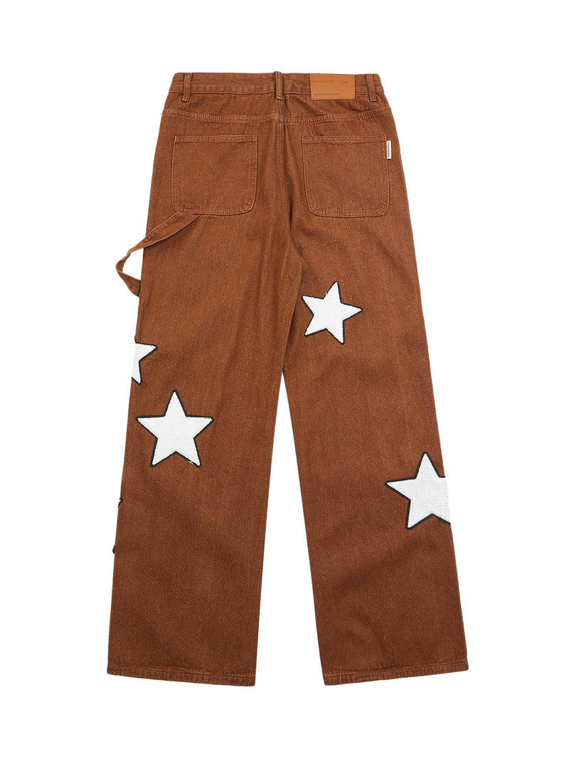 American Retro Embroidered Five-pointed Star Jeans