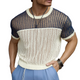 Camiseta informal de punto de manga corta con cuello redondo y bloques de color para hombre