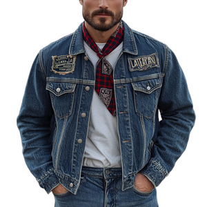 Dunkelblaue Vintage-Jeansjacke für Herren