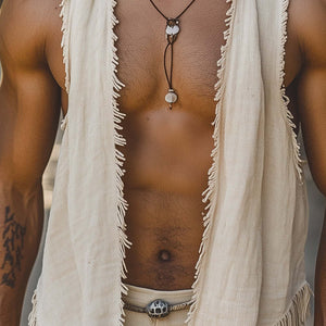 Chaleco informal abierto con flecos para hombre