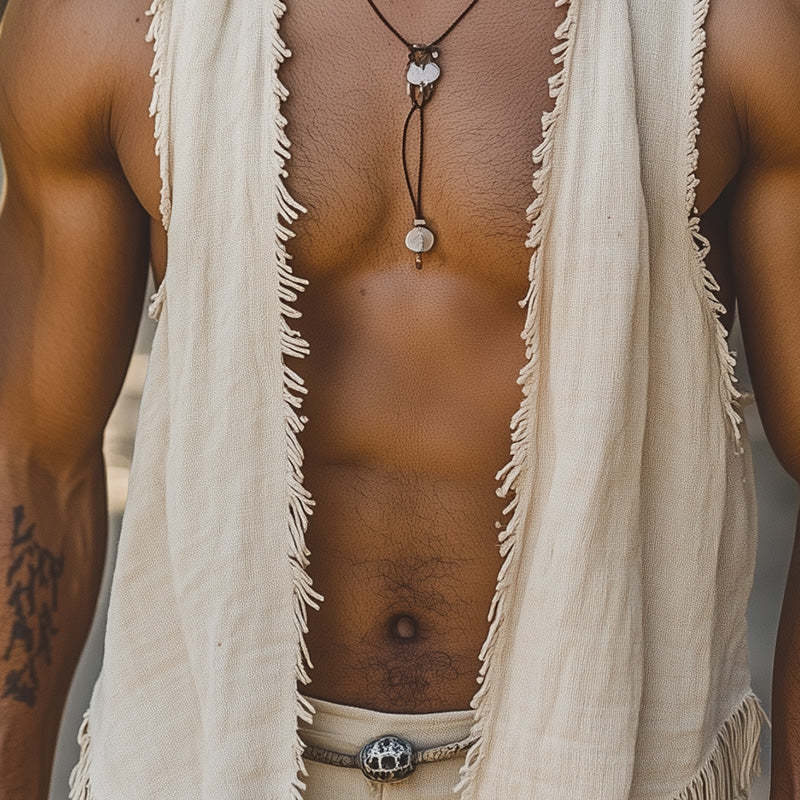 Men's Fringe Casual Open Vest