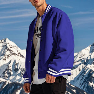 Lässige Fleece-Sport-Baseballjacke mit Stehkragen für Herren