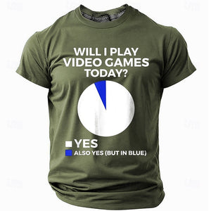 Camiseta divertida de juego para hombre, camiseta de manga corta, camiseta con estampado 3D, cuello redondo, moda urbana, ropa de diario, negra, azul, verde, para verano y primavera, tallas S, M, L, XL, XXL, XXXL.