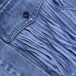 Camisa vaquera de manga larga con borlas estilo vaquero retro occidental para hombre