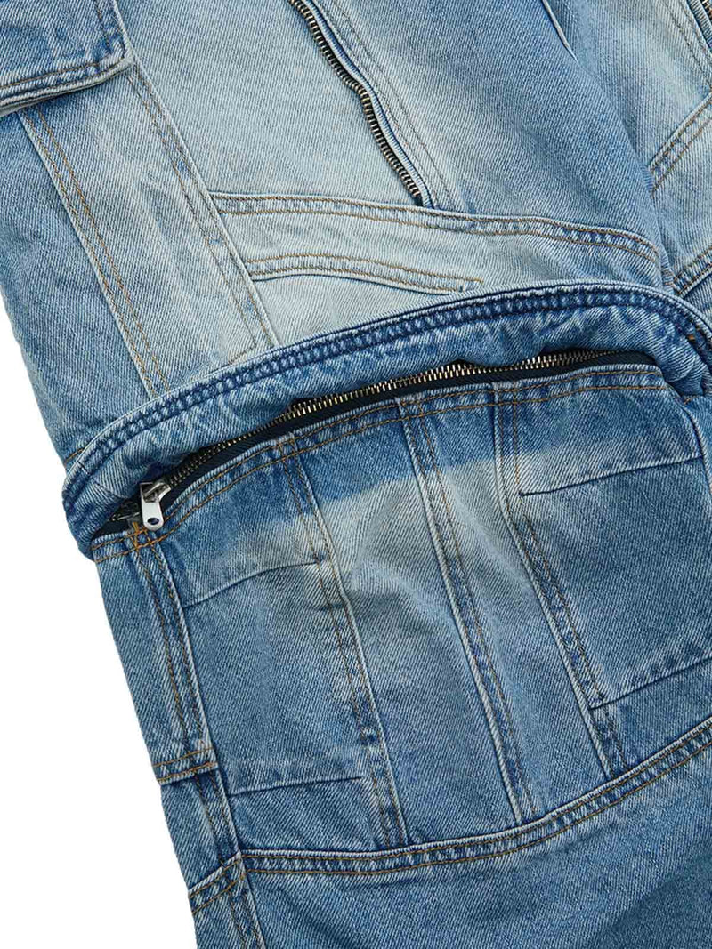 Multi-structure Design Baggy Jeans