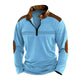 Men's Colorblock Zipper Stand Collar Long Sleeve Casual Sweatshirt