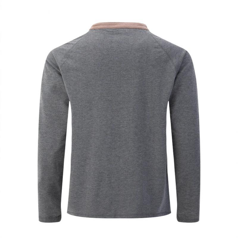Camiseta informal de manga larga raglán con cuello redondo y bloques de color para hombre