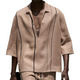 Camisa informal de algodón y lino con cuello en V y manga tres cuartos para hombre, de primavera y verano