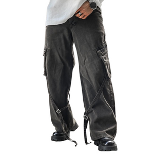 Vaqueros holgados, lavados y con múltiples bolsillos para hombre