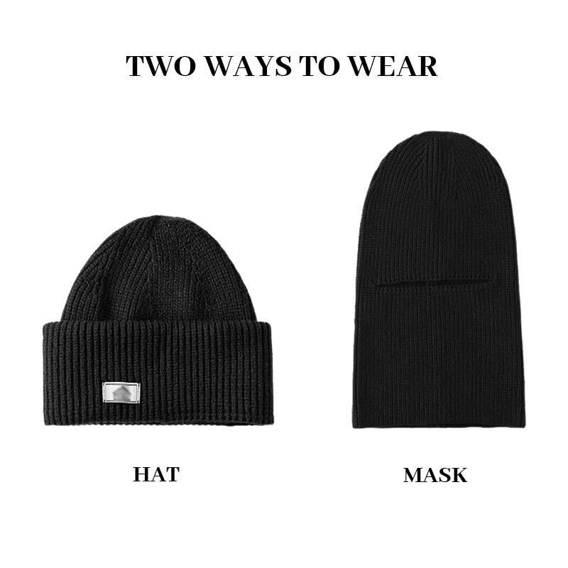 Men's Classic Windproof Cold-proof Headgear Mask Warm Knitted Hat