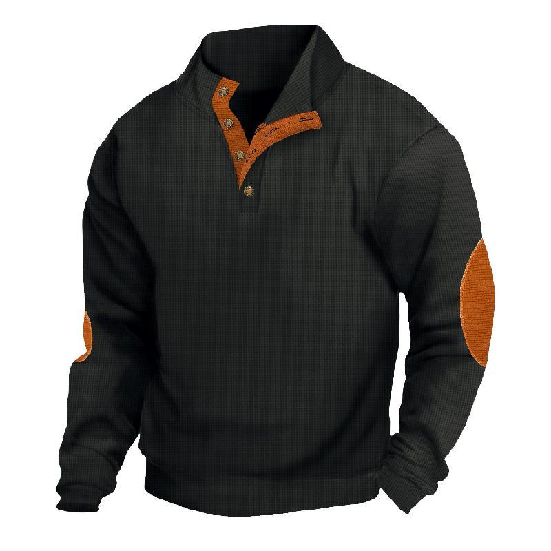 Men's Outdoor Casual Stand Collar Waffle Sweatshirt