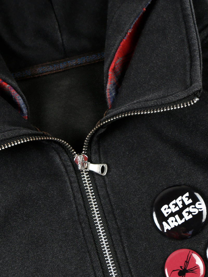 Multi Bedge Zip Up Fleece Hoodie