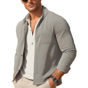 Men's Spring And Summer Thin Gray Texture Casual Shirt