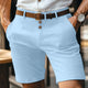 Pantalones cortos de traje casuales de lino y algodón para hombre, corte entallado