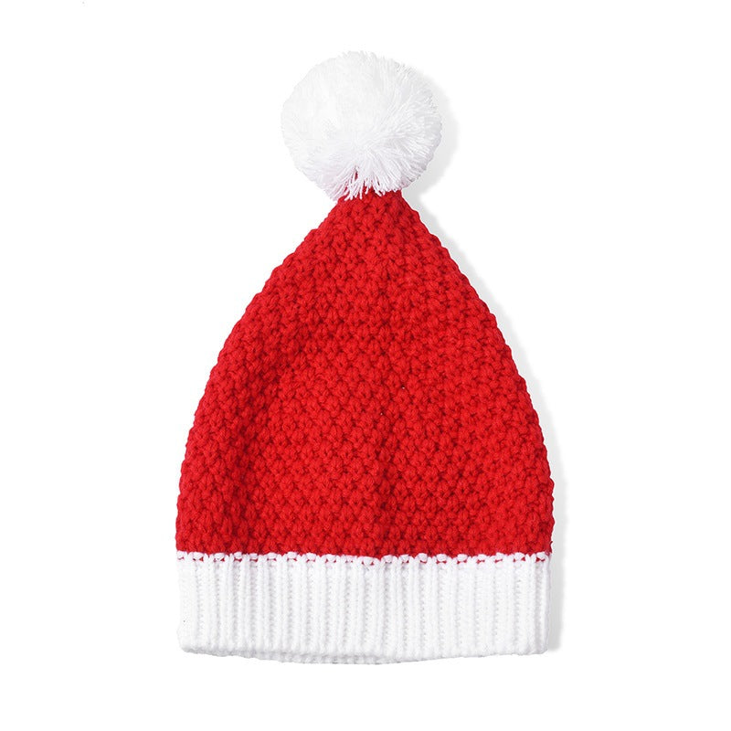 CHRISTMAS DECORATION PLUSH HAT GIFT SANTA CLAUS RED KNITTED WOOLEN HAT