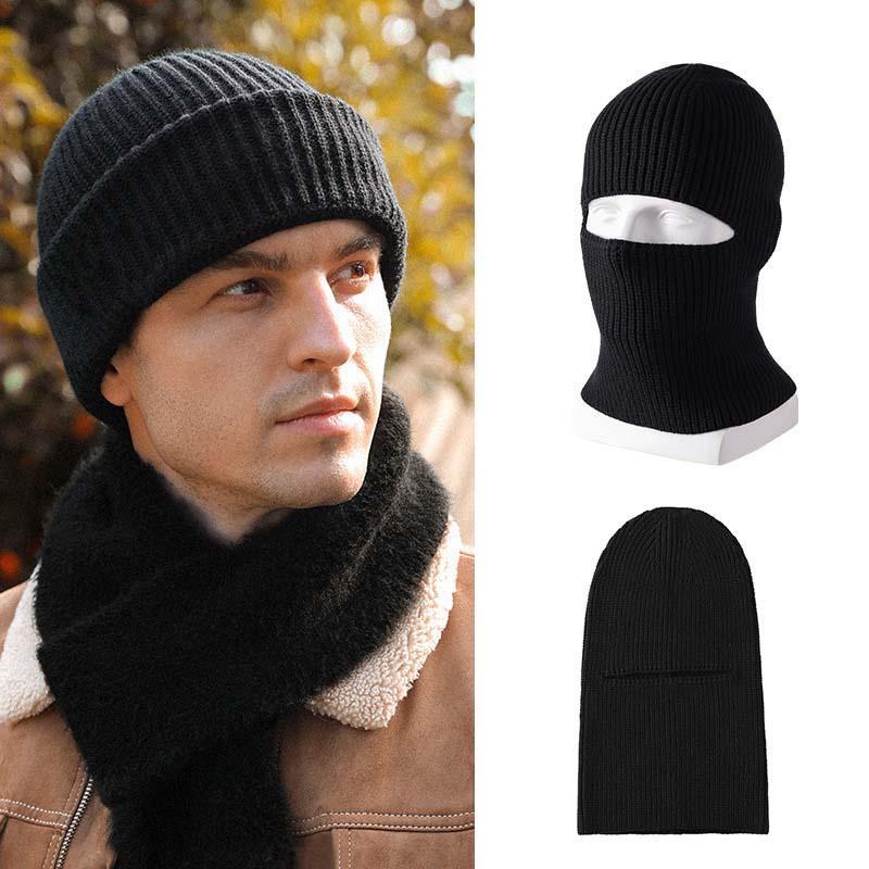 Men's Classic Windproof Cold-proof Headgear Mask Warm Knitted Hat