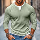 Men's Casual Color Matching Fake Two-Piece Double-Layer V-Neck Long-Sleeved T-Shirt