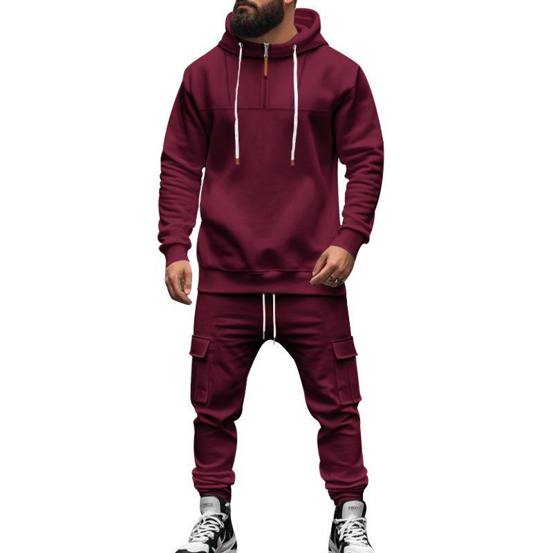 Men's Loose Sports Hooded Sweatshirt And Pants Set