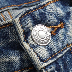 Vaqueros elásticos rotos con parches punk para hombre