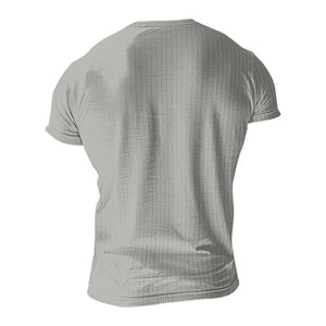 Camiseta Henley informal de manga corta de punto elástico para hombre