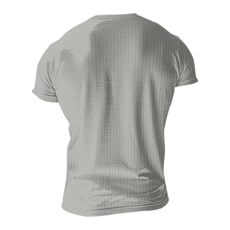 Lässiges Henley-T-Shirt aus Stretch-Strick für Herren, kurzärmelig