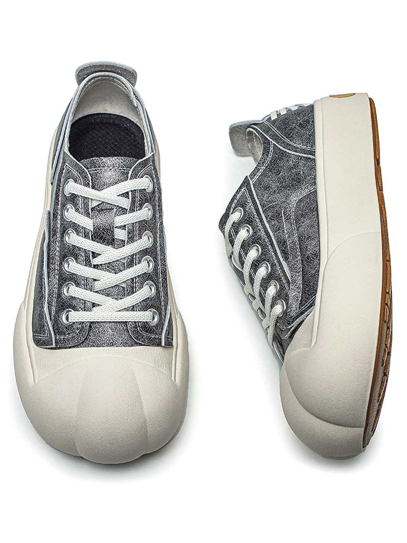 Deconstructed Distressed PU Leather Casual Shoes