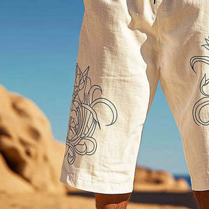 Pantalones casuales sencillos estampados de longitud media para hombre 