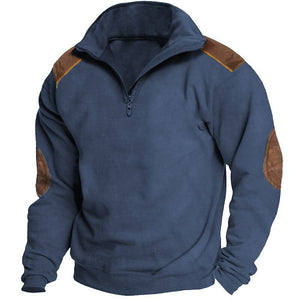 NEW STANDING COLLAR MEN'S STREET TREND ZIPPERED POLO HOODIE
