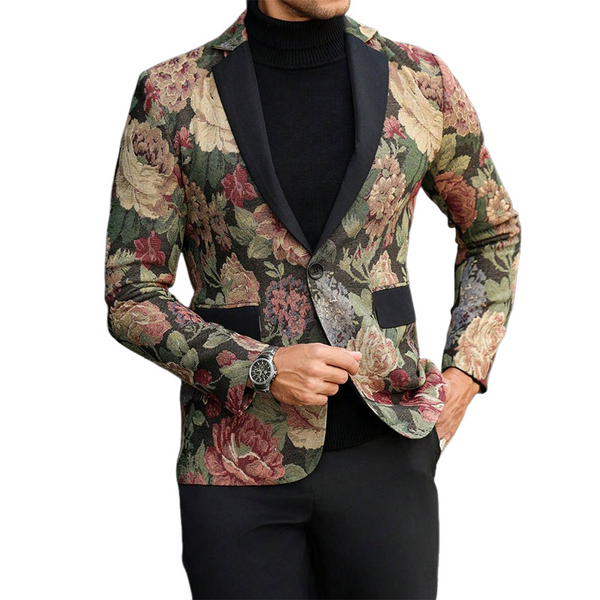 Men's Floral Jacquard Casual Blazer