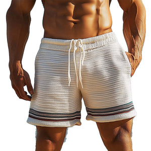 Men's Simple Woolen Striped Beach Shorts