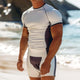 Conjunto de baño de dos piezas con camiseta de cuello redondo informal retro para hombre