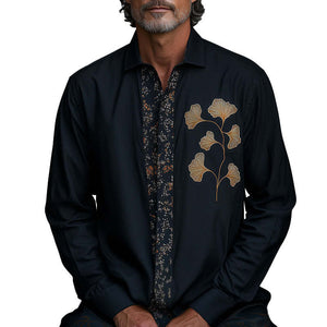 Men's Spring Fashion Embroidered Long Sleeve Shirt