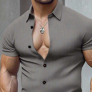 Men's Summer Business Textured Short Sleeve Slim Shirt