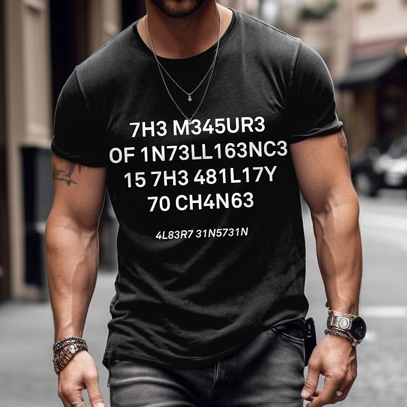 Men's Graphic Letter T shirt Distressed T Shirt Short Sleeve T shirt 3D Print Crew Neck Shirt Vintage Fashion Designer Outdoor Daily Sports Black White Navy Blue Spring & Summer Clothing Apparel S M