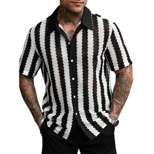 Men's Striped Short Sleeve Knitted Shirt