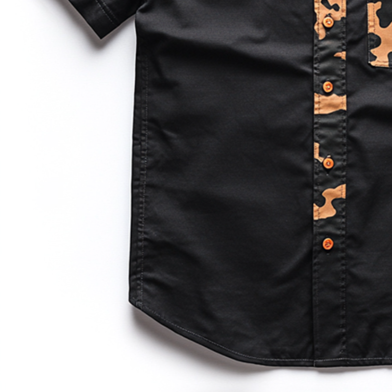 Men's Retro Casual Camouflage Printed Button Lapel Short Sleeve Shirt MTA2444C9TO