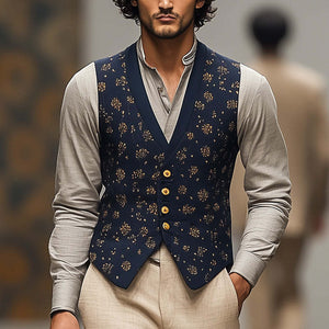 Men's Retro Print Business Casual Vest
