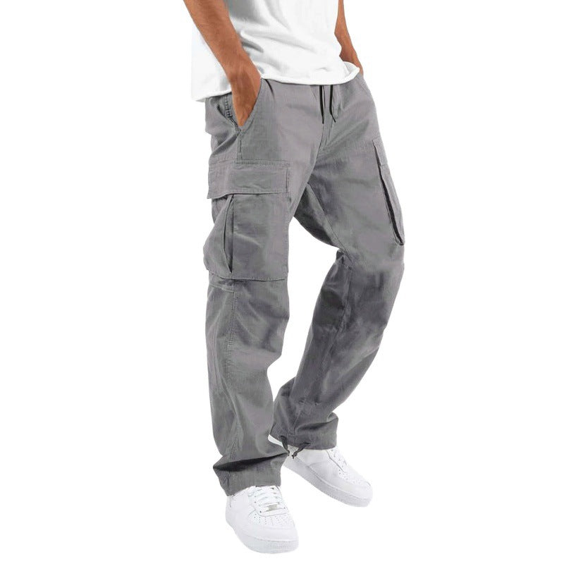 COTTON DRAWSTRING MULTI POCKET CASUAL PANTS