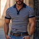 Men's Horizontal Striped Slim Fit Short-Sleeved Polo Shirt MTA2181C4P